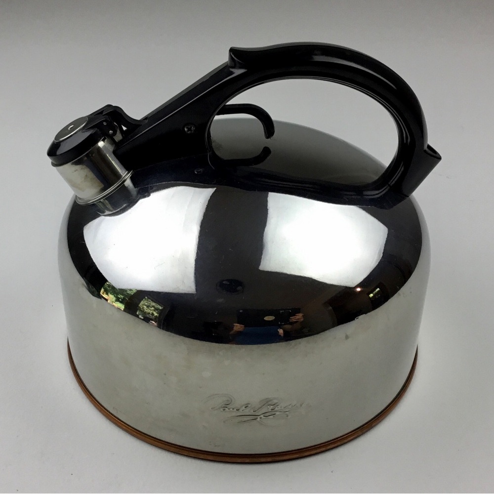 Vintage Paul Revere Ware 3 Qt Copper Bottle Whistling Tea Kettle Pot Stainless